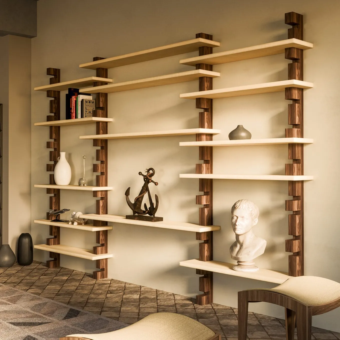 Shark 15-Shelf Bookcase by Giuseppe Viganò