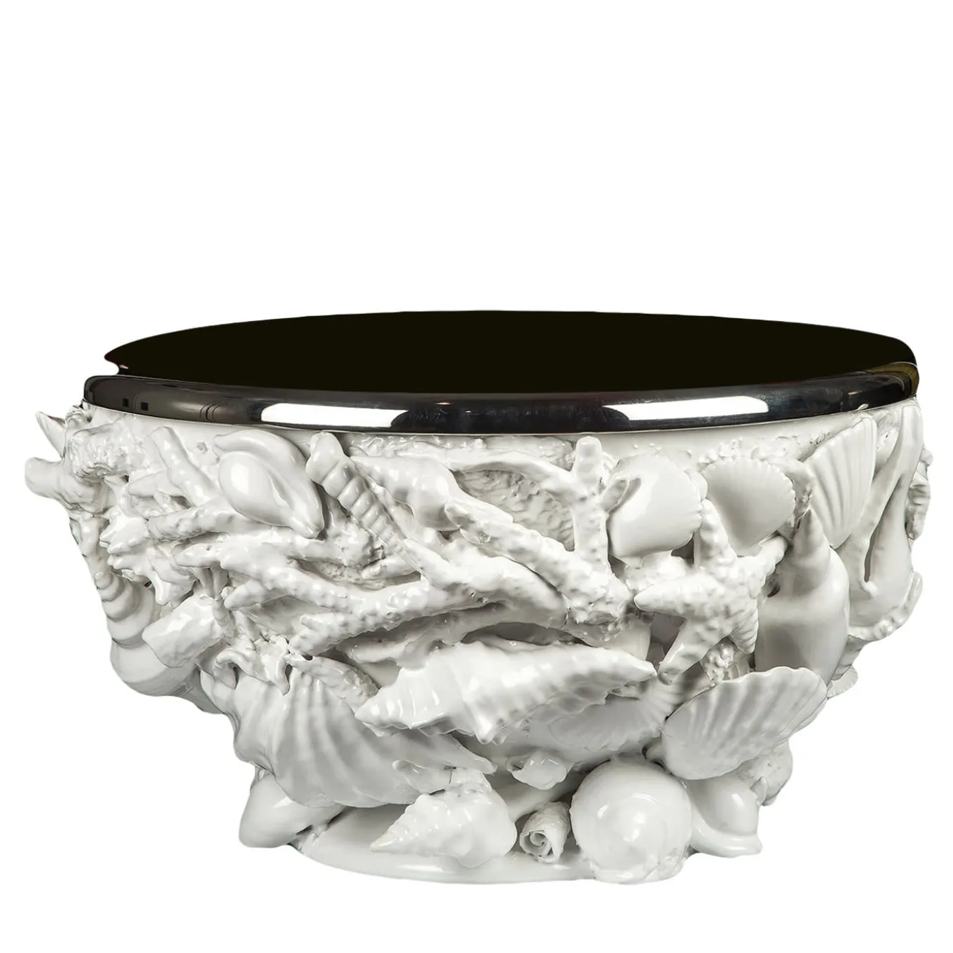 Shells & Coral Reeds White Champagne Bowl by Antonio Fullin