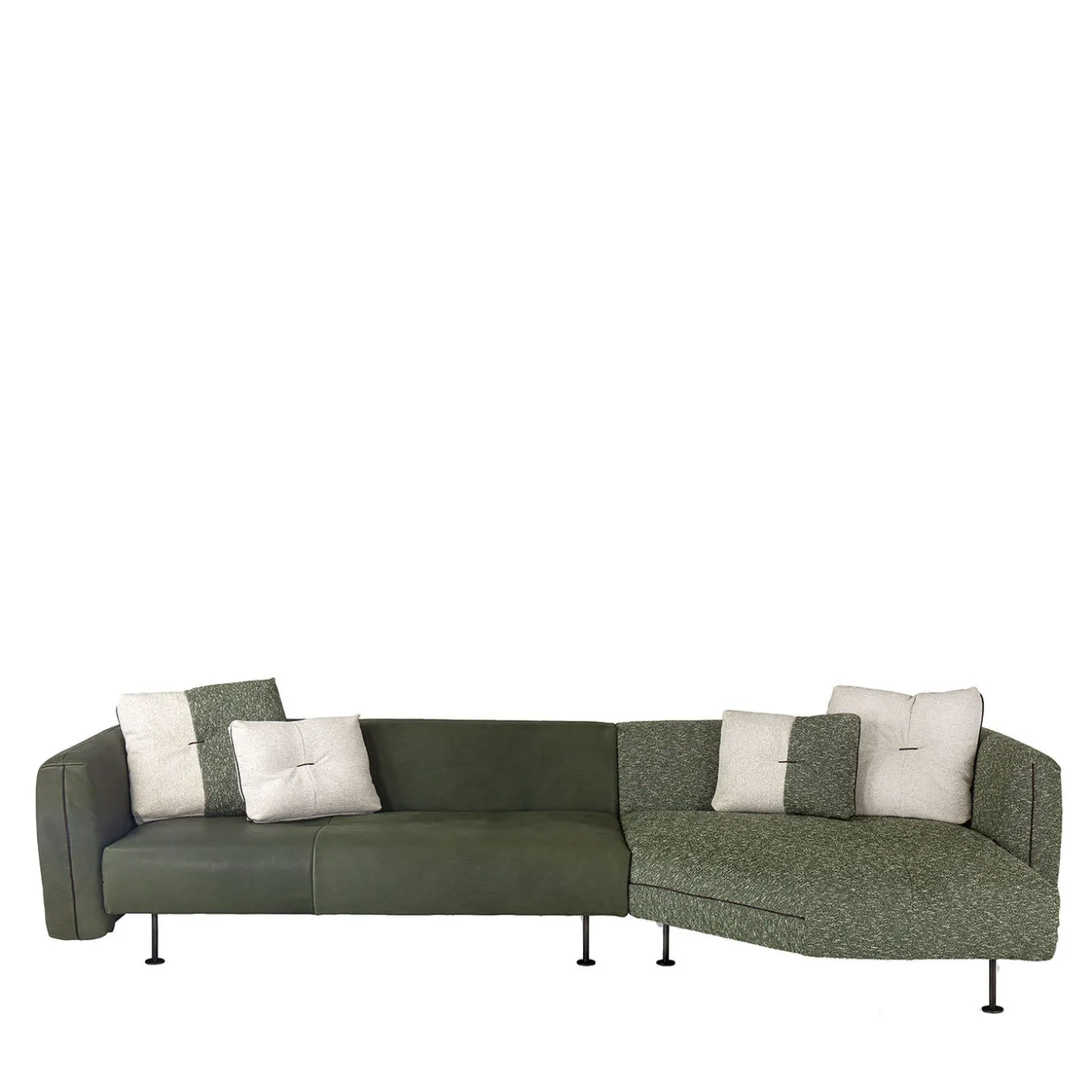 SHIFU Green Leather Modular Sofa