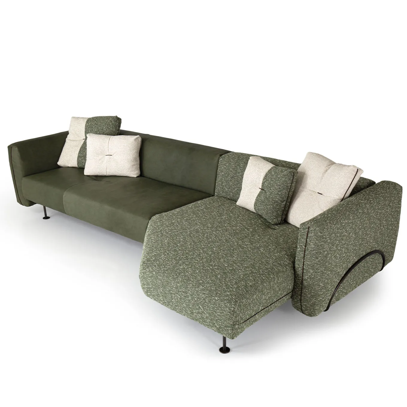 SHIFU Green Leather Modular Sofa