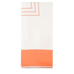 Siam White and Orange Embroidered Cotton Satin Duvet Cover