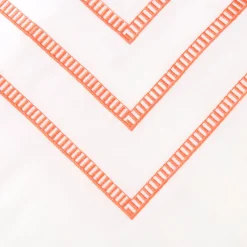 Siam White and Orange Embroidered Cotton Satin Duvet Cover