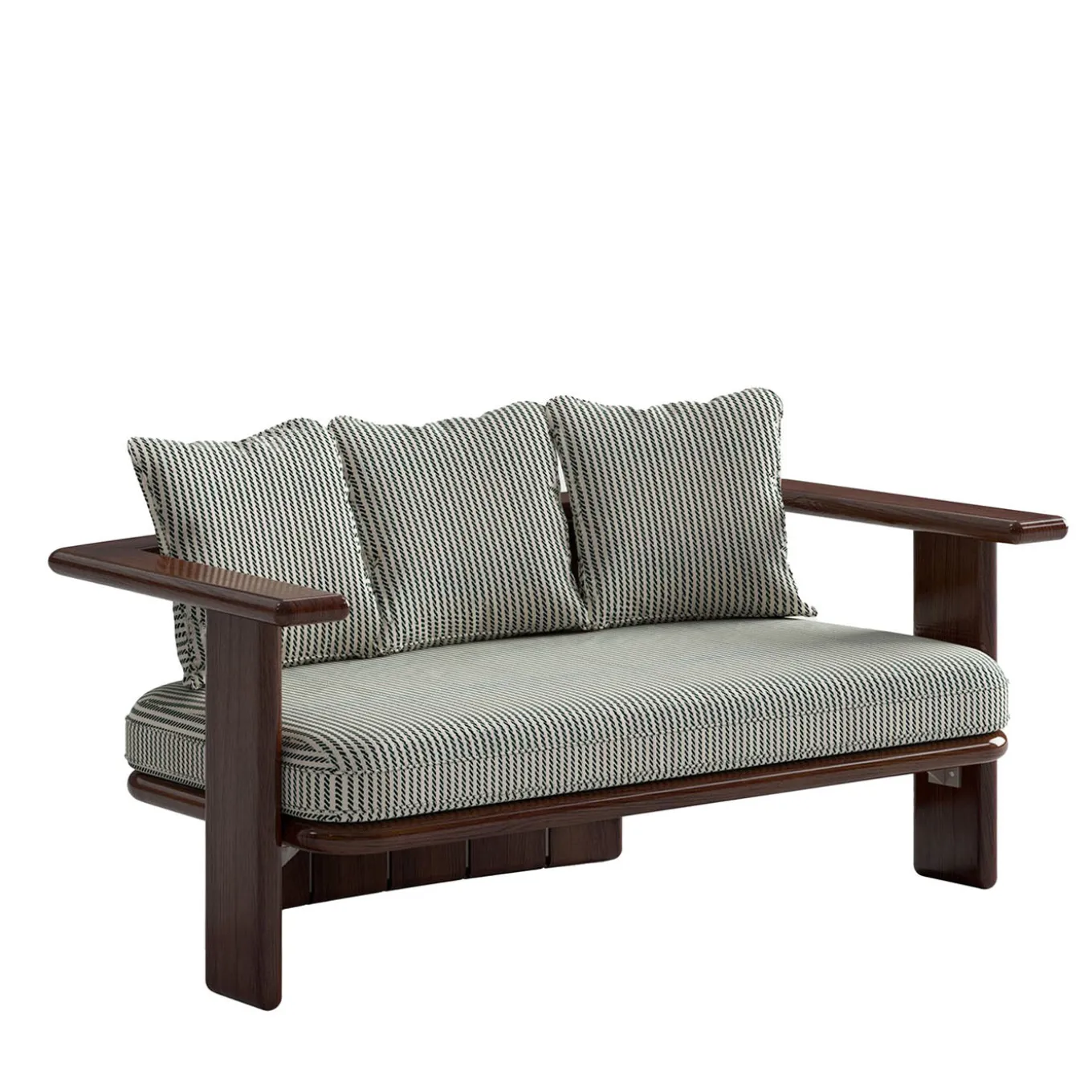 Siesta Mahogany Wood and Fabric Outdoor Sofa