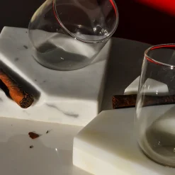 Siesta Spirit Glass and Cigar Holder in Carrara Marble