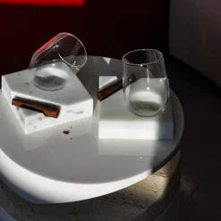 Siesta Spirit Glass and Cigar Holder in Carrara Marble