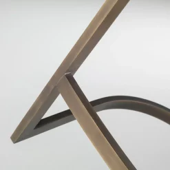 Sign brown leather with bronze finish brass base high stool