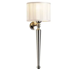 Silver Finish Metal With White Fabric Lampshade Wall Lamp