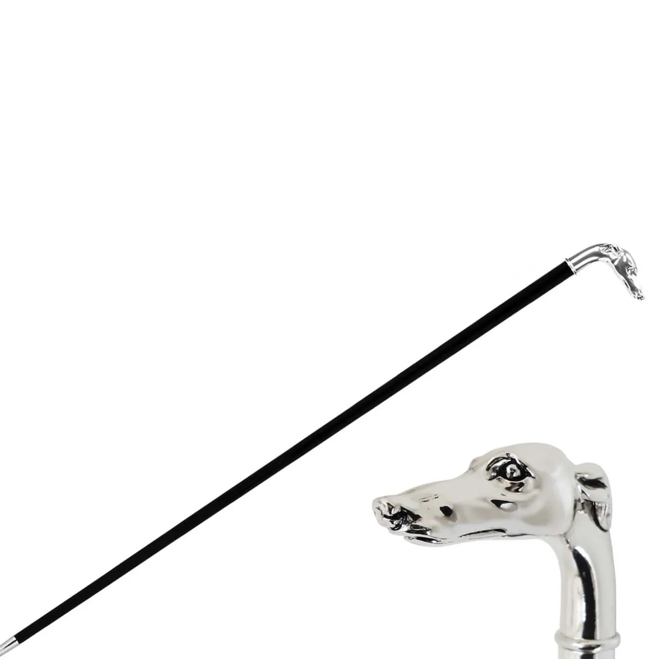 Silver Greyhound Head Cane