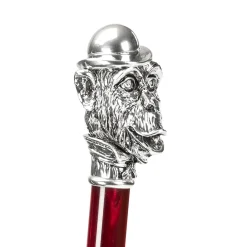 Silver Monkey Handle Striped Umbrella