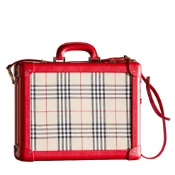 Singapore Red Textured Fabric 24H Trunk with Mahogany Trim