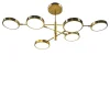 Sistema 6-arms brass and glass Chandelier