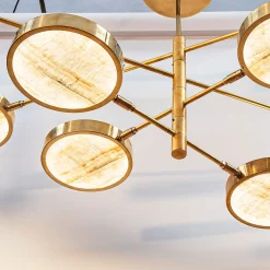 Sistema Solare 8-Arms Brass and Onyx Chandelier