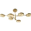 Sistema Solare 6-Arms Brass and Onyx Chandelier