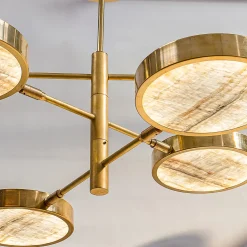 Sistema Solare 6-Arms Brass and Onyx Chandelier