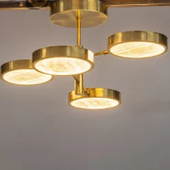 Sistema Solare 4-Light Ivory-Toned Onyx And Brass Chandelier