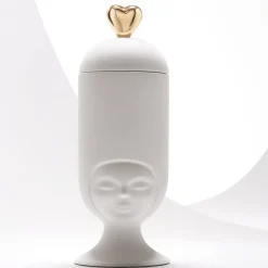 Sister Clara In Love Satin White Ceramic Vase With Lid