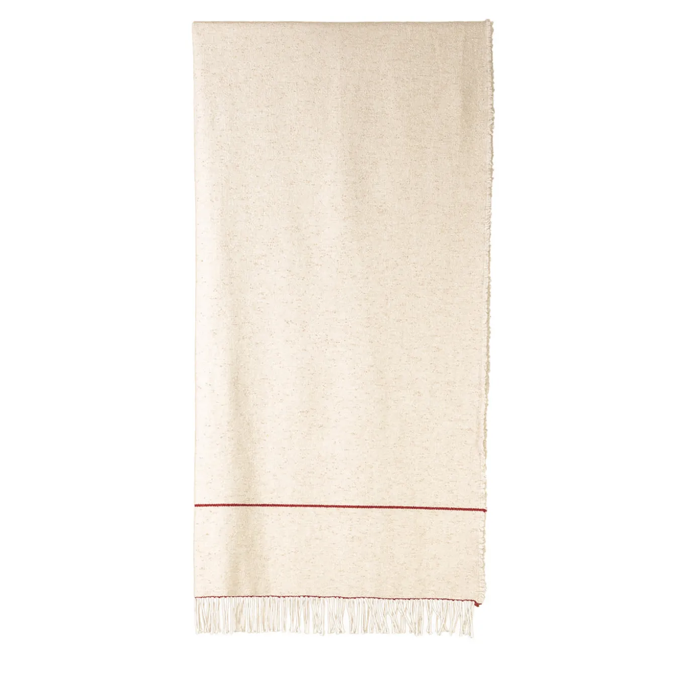 Size Fringed Beige Blanket