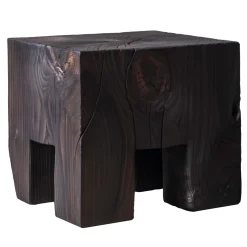 Skelly Cube Charred Finish Side Table