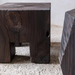 Skelly Cube Charred Finish Side Table