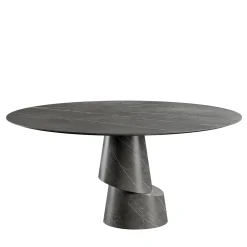Slice Graphite Stone Round Dining Table