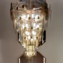 Sliver Amber and Fumè Glass Chandelier