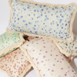 Small Aqua and Green Fringed Cushion