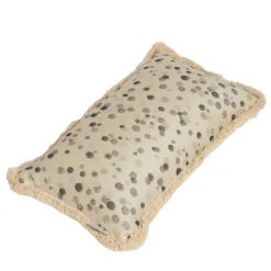 Small Black and White Fringed Cushion