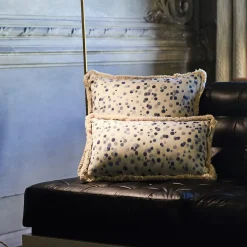 Small Celeste and Blue Fringed Cushion