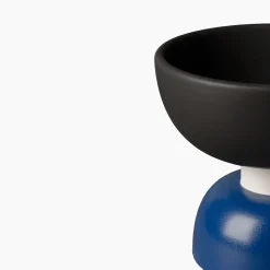 Small Centerpiece in Matte Black and Blue by Ettore Sottsass