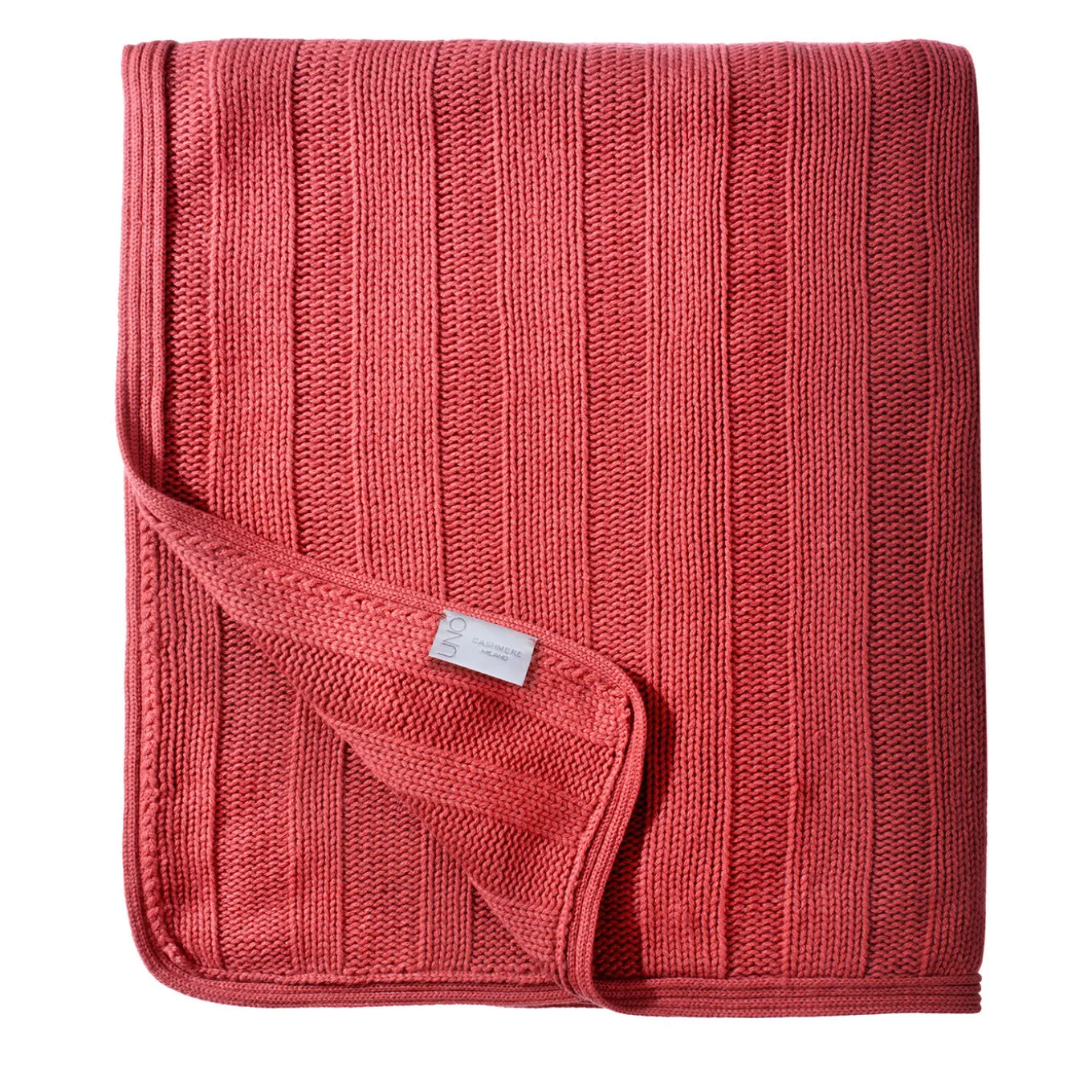 Small Coral Brioche Stitch Cashmere Blanket