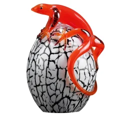 Small Glass Egg with Red Gecko