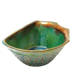 Small Multi-faceted Green Bowl