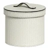 Small Round Leather Paper Bin with Lid