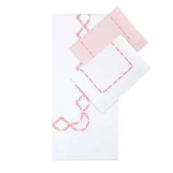 Smeraldo White and Pink Cotton Satin Bedding Set