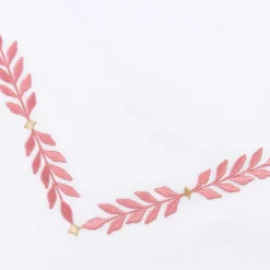 Smeraldo White and Pink Embroidered Cotton Satin Pillowcase