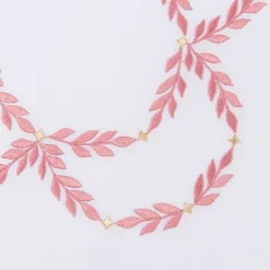 Smeraldo White and Pink Embroidered Cotton Satin Duvet Cover