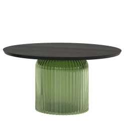 Soffio Olive Green Glass & Black Ash Coffee Table