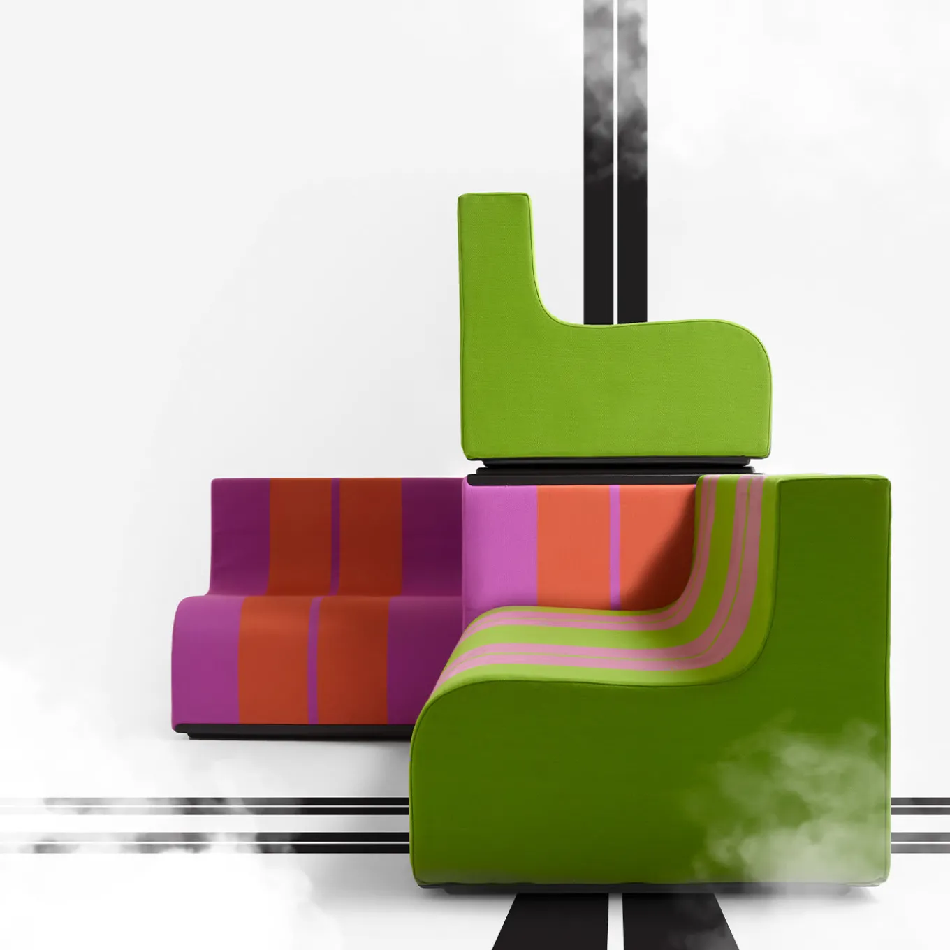 Sofo Green and Pink Armchair