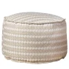 Soft Cay beige and white fabric Outdoor Pouf