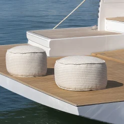Soft Cay beige fabric Outdoor Pouf