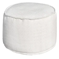 Soft Cay White Fabric Outdoor Pouf