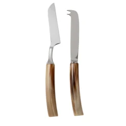 Soft Cheese Knives Set in Natural Horn