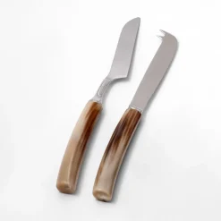 Soft Cheese Knives Set in Natural Horn