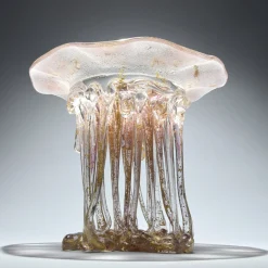 Soft Pink And Gold Glass Sculpture