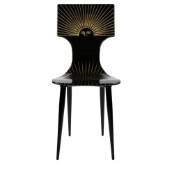 Sole Black-Lacquered Wooden Chair