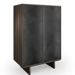 Solferino Canaletto walnut burnished anthracite black inlay door sideboard