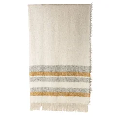 Solitudine Fringed Striped Neutral-Toned Blanket