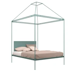 Sommo Light-Blue Iron Canopy Double Bed