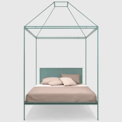 Sommo Light-Blue Iron Canopy Double Bed