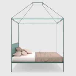 Sommo Light-Blue Iron Canopy Double Bed